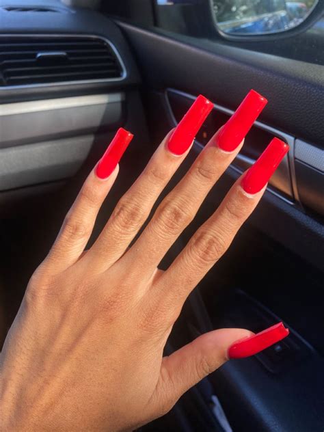 dark red square nails|red acrylic nails tapered square.